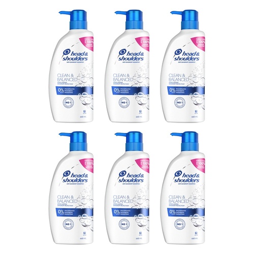 Head & Shoulders Clean & Balanced Anti-Dandruff Shampoo 660mL Pack of 6