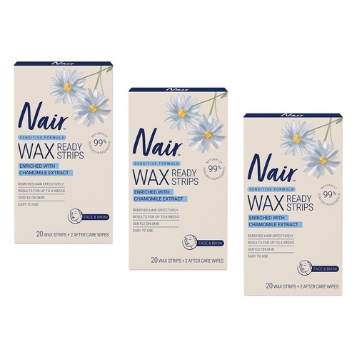Nair Soft Natural Mini Wax Strips 20 Pack Bundle of 3