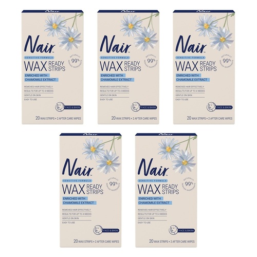 Nair Soft Natural Mini Wax Strips 20 Pack Bundle of 5