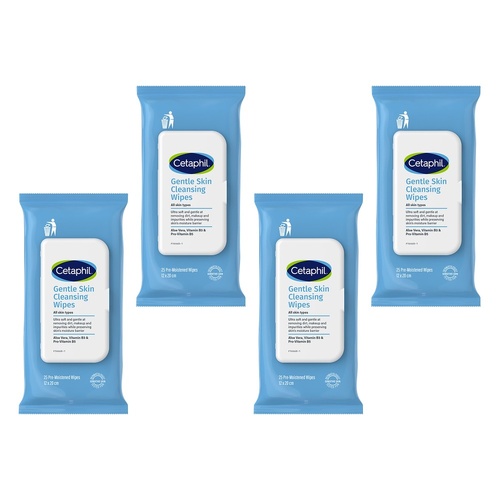 Cetaphil Gentle Skin Cleansing Wipes 25 Pack Bundle of 4