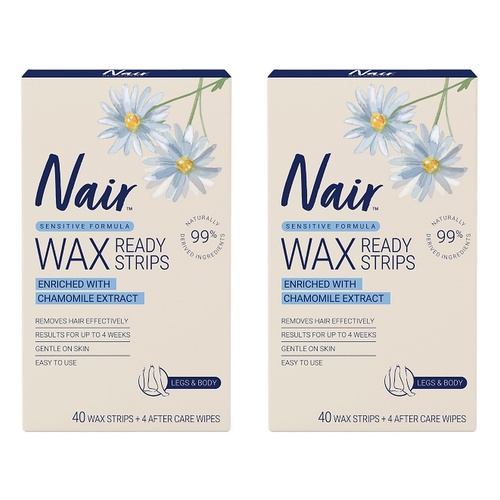 Nair Soft Natural Large Wax Strips 40 Pack Bundle of 2