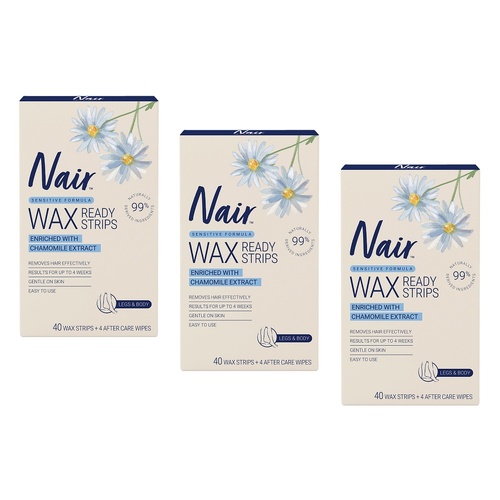 Nair Soft Natural Large Wax Strips 40 Pack Bundle of 3