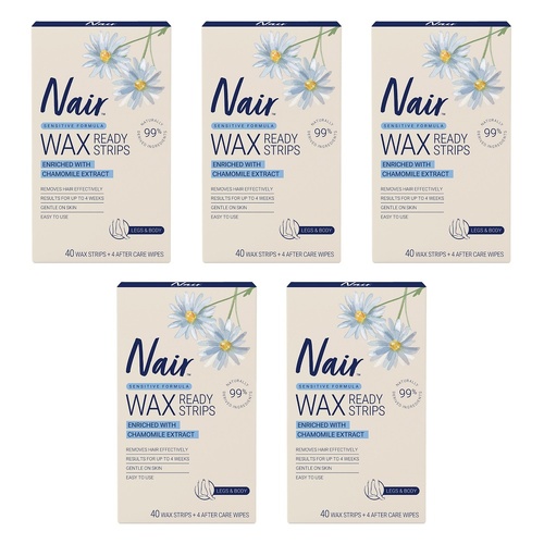 Nair Soft Natural Large Wax Strips 40 Pack Bundle of 5