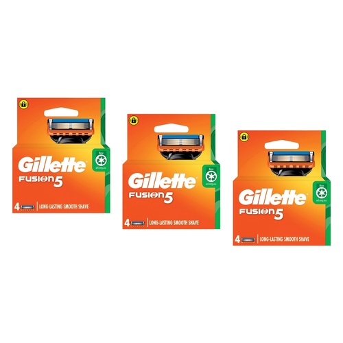 Gillette Fusion5 Razor Blade Cartridge Refills 4 Pack Bundle of 3