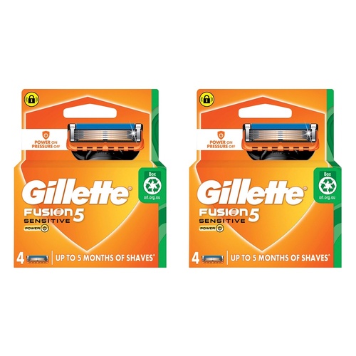 Gillette Fusion Power Razor Blade Refills, 4 Pack Bundle of 2