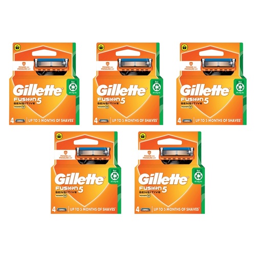 Gillette Fusion Power Razor Blade Refills, 4 Pack Bundle of 5