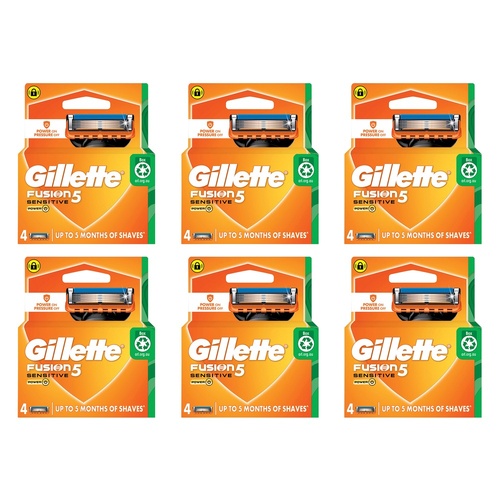 Gillette Fusion Power Razor Blade Refills, 4 Pack Bundle of 6