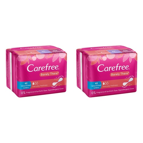 Carefree Barely There Unscented Liners 42 Pack x 12 Bundle of 2