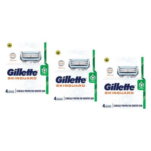 Gillette SkinGuard Blade Cartridge Refills 4 Pack Bundle of 3