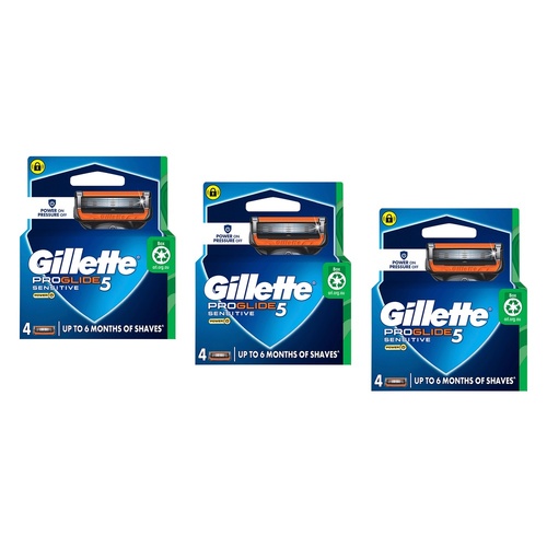 Gillette ProGlide5 Flexball Power Blade Refills 4 Pack Bundle of 3