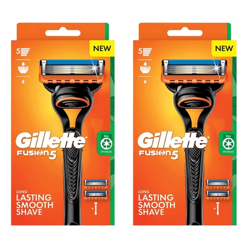 Gillette Fusion5 Razor Handle Plus 2 Cartridges 3 Piece Set Pack of 2