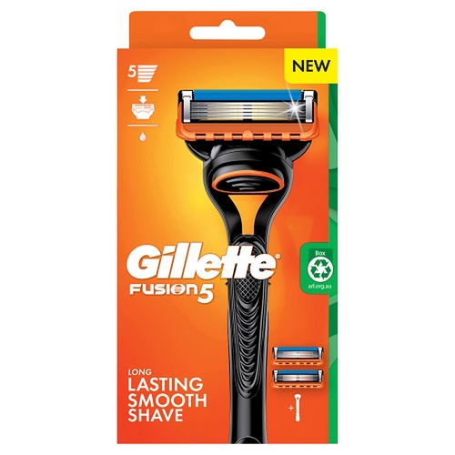Gillette Fusion5 Razor Handle Plus 2 Cartridges 3 Piece Set