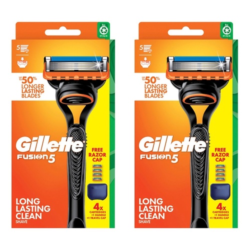 Gillette Fusion5 Razor Handle Plus 4 Cartridges Pack of 2