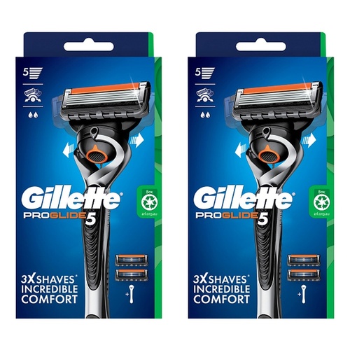 Gillette ProGlide5 Flexball Razor Handle Plus 2 Cartridges 3 Piece Set Pack of 2