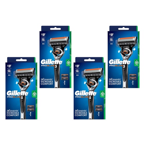 Gillette ProGlide5 Flexball Razor Handle Plus 2 Cartridges 3 Piece Set Pack of 4