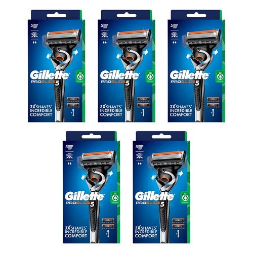 Gillette ProGlide5 Flexball Razor Handle Plus 2 Cartridges 3 Piece Set Pack of 5
