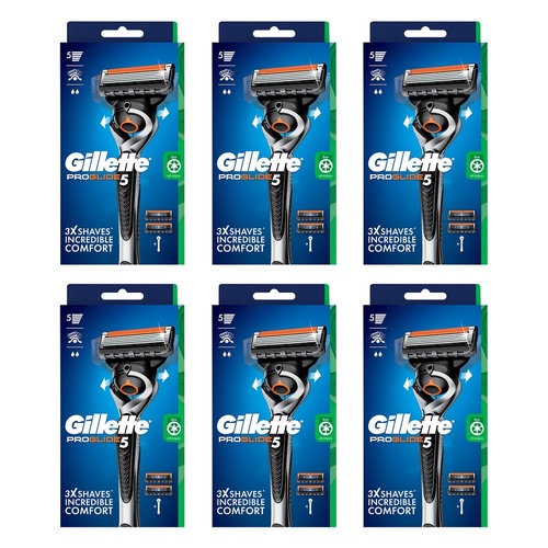 Gillette ProGlide5 Flexball Razor Handle Plus 2 Cartridges 3 Piece Set Pack of 6