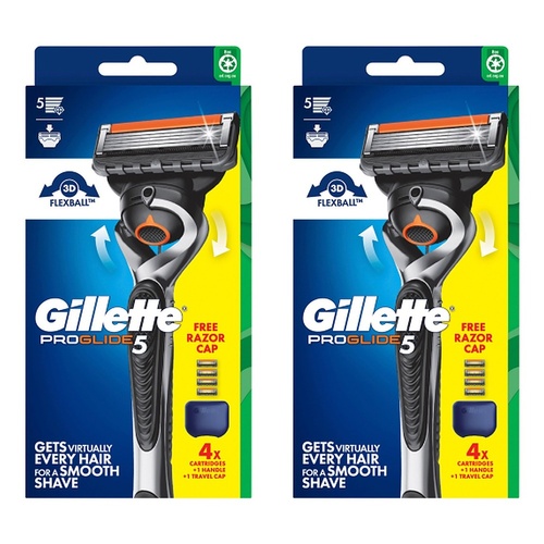 Gillette ProGlide 5 Razor Handle + 4 Cartridges Pack of 2