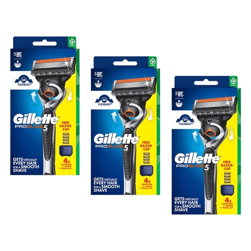 Gillette ProGlide 5 Razor Handle + 4 Cartridges Pack of 3