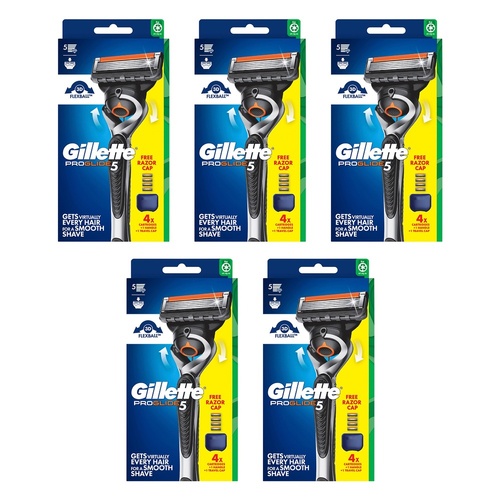 Gillette ProGlide 5 Razor Handle + 4 Cartridges Pack of 5