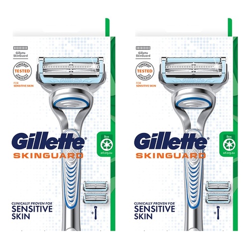 Gillette SkinGuard Razor Handle + 2 Cartridges Pack of 2