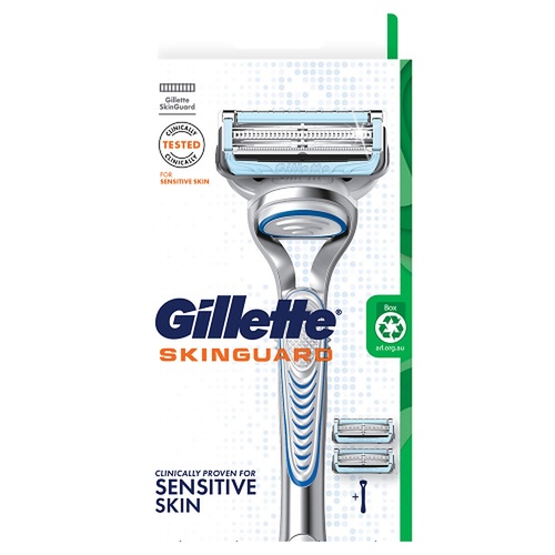 Gillette SkinGuard Razor Handle + 2 Cartridges