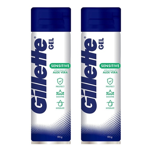 Gillette Sensitive Aloe Vera Shave Gel 195g Pack of 2