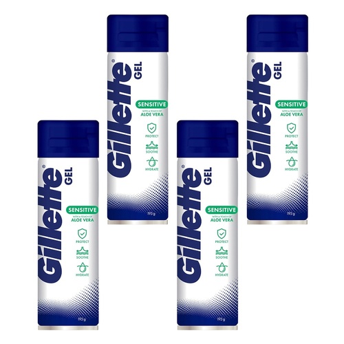 Gillette Sensitive Aloe Vera Shave Gel 195g Pack of 4