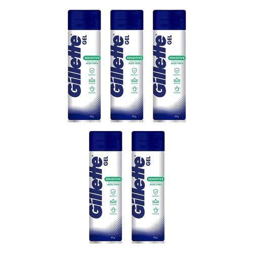 Gillette Sensitive Aloe Vera Shave Gel 195g Pack of 5