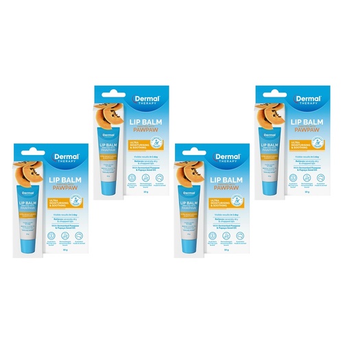 Dermal Therapy Lip Balm Paw Paw 10g x 6 Bundle of 4