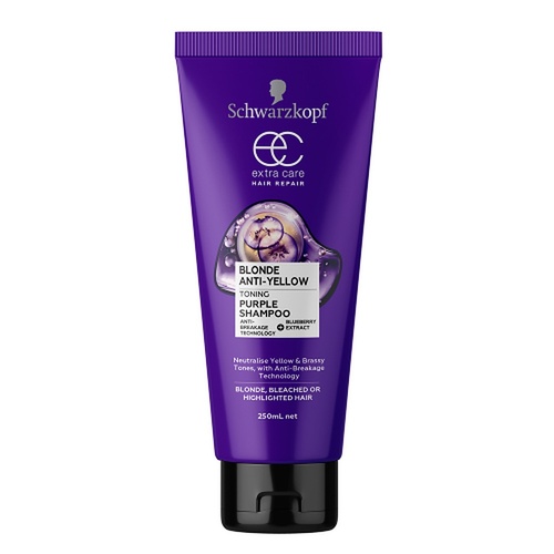 Schwarzkopf Extra Care Blonde Anti-Yellow Toning Purple Shampoo 250mL