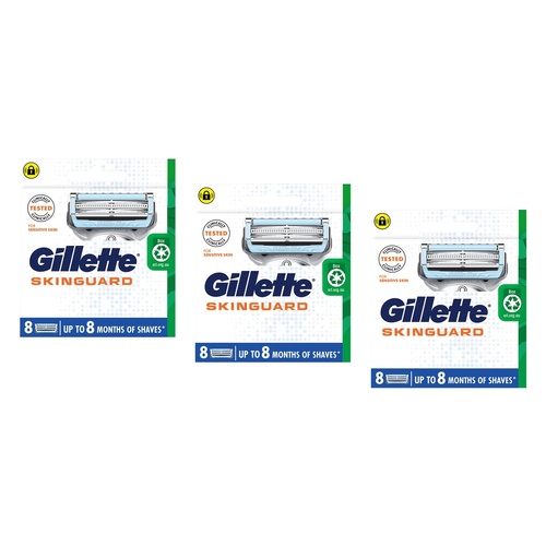 Gillette SkinGuard Blade Cartridge Refills 8 Pack Bundle of 3