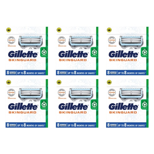 Gillette SkinGuard Blade Cartridge Refills 8 Pack Bundle of 6