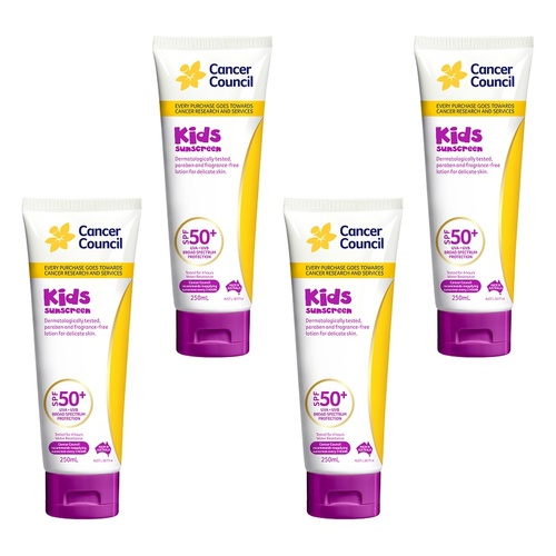 Cancer Council Kids Sunscreen SPF 50+ 250mL Pack of 4