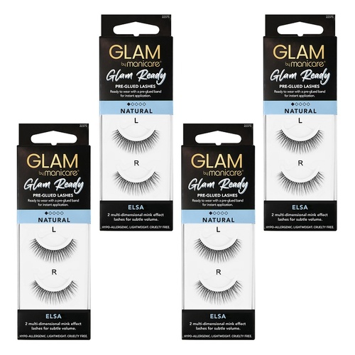 Glam by Manicare Elsa Pre-Glued Lashes Pack of 4