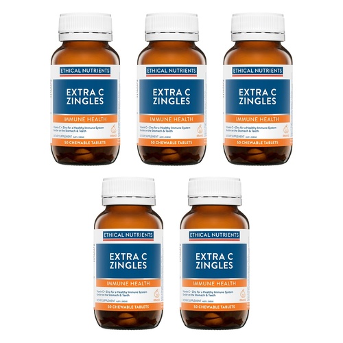 Ethical Nutrients Extra C Zingles Immune Health 50 Tablets Pack of 5
