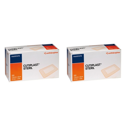 Cutiplast Adhesive Fabric Dressing 7.2cm x 5cm 100 Pack Bundle of 2