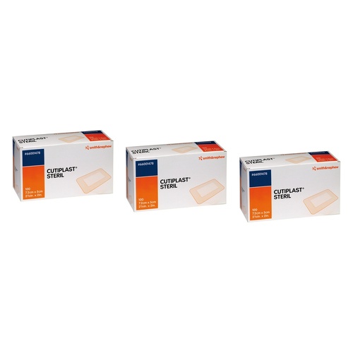 Cutiplast Adhesive Fabric Dressing 7.2cm x 5cm 100 Pack Bundle of 3