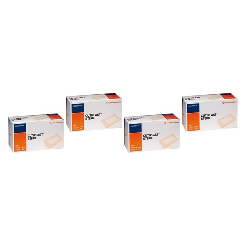 Cutiplast Adhesive Fabric Dressing 7.2cm x 5cm 100 Pack Bundle of 4