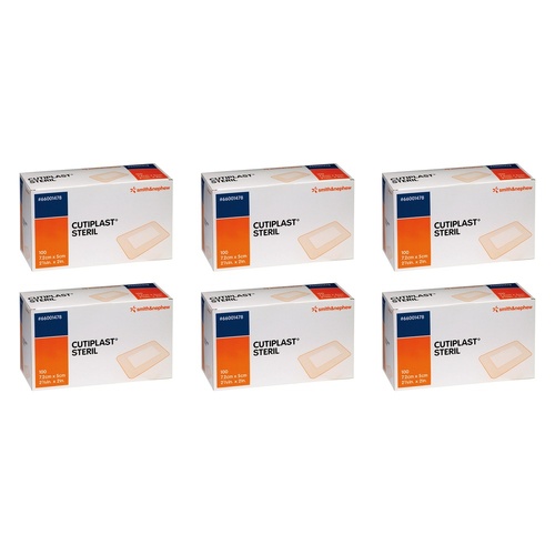 Cutiplast Adhesive Fabric Dressing 7.2cm x 5cm 100 Pack Bundle of 6