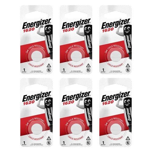 Energizer 1620 Lithium Coin Battery Pack of 6