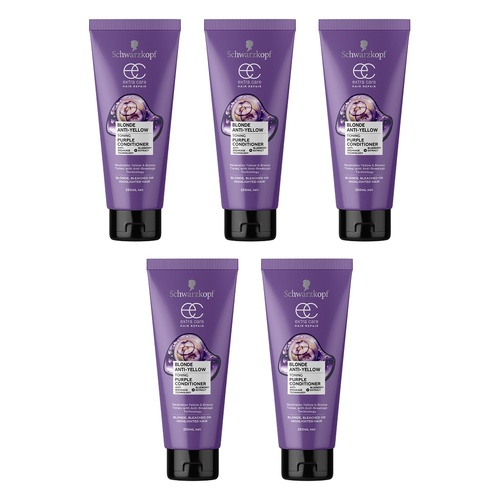 Schwarzkopf Extra Care Blonde Anti-Yellow Toning Purple Conditioner Pack of 5