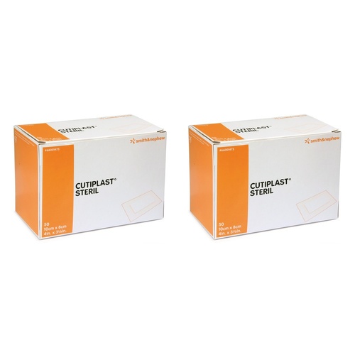 Cutiplast Adhesive Fabric Dressing 10cm x 8cm 50 Pack Bundle of 2