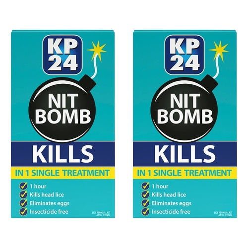 KP24 Nit Bomb Head Lice Treatment with Removal Comb Pack of 2