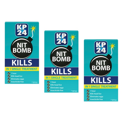KP24 Nit Bomb Head Lice Treatment with Removal Comb Pack of 3