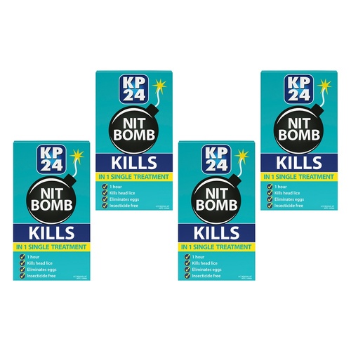 KP24 Nit Bomb Head Lice Treatment with Removal Comb Pack of 4