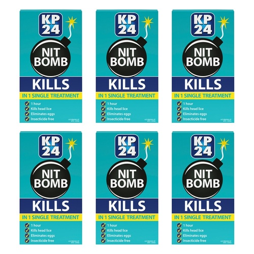 KP24 Nit Bomb Head Lice Treatment with Removal Comb Pack of 6