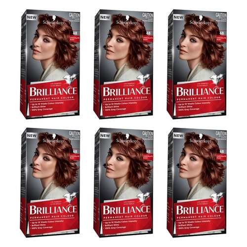 Schwarzkopf Brilliance 68 Chocolate Rush Permanent Hair Colour Pack of 6