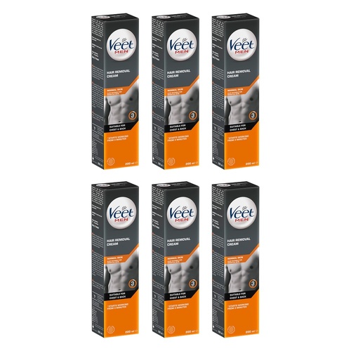 Veet Men Hair Removal Cream Normal Skin 200mL Pack of 6