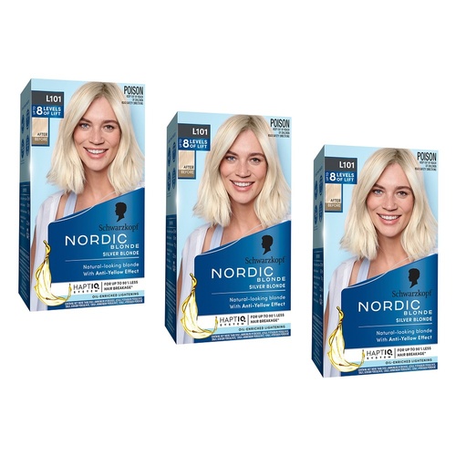 Schwarzkopf Nordic Blonde L101 Silver Blonde Kit Pack of 3